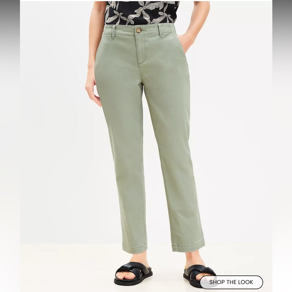 LOFT Olive Green Straight Crop Pants
